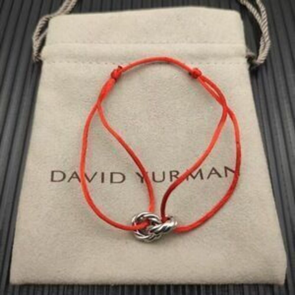 David Yurman Red Double-Ring Silver Nylon Rope Bracelet